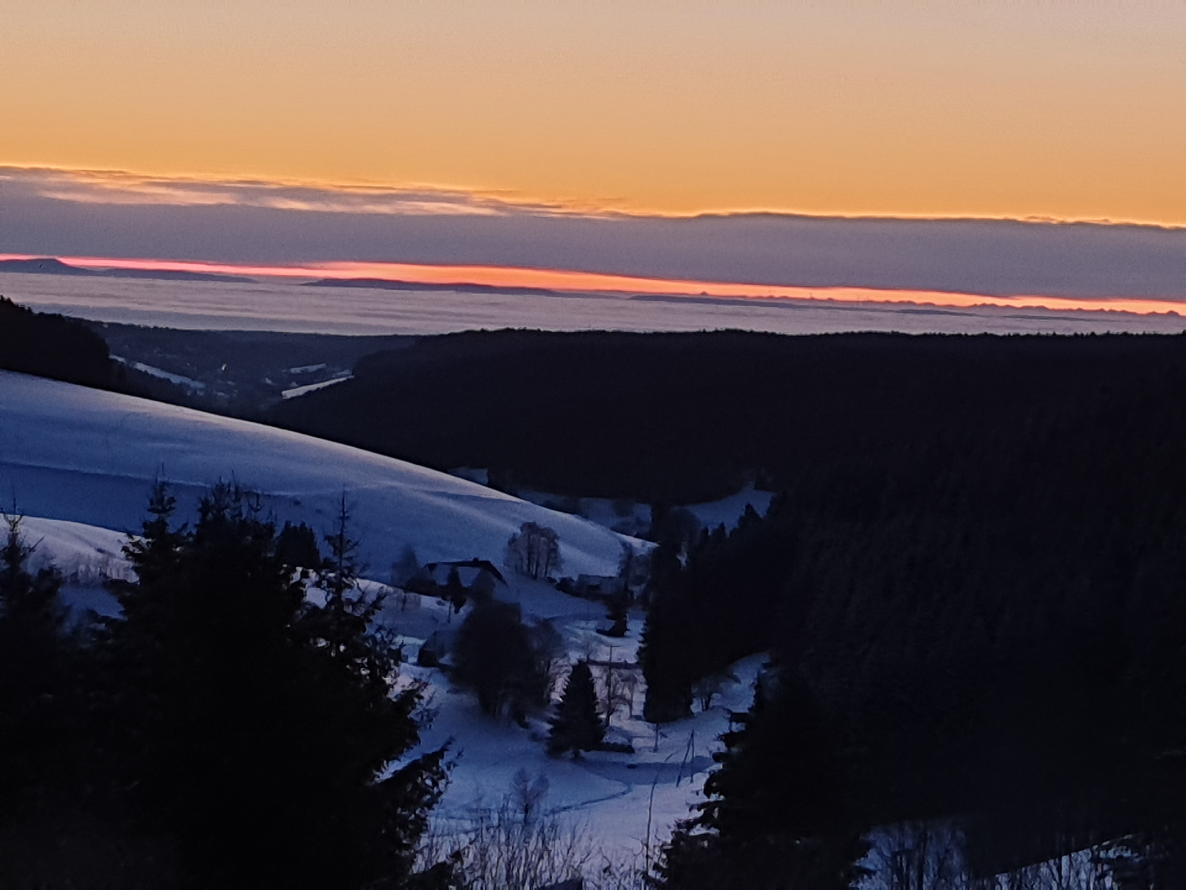 Oberkirnach Kesselberg Winter Sonnenaufgang